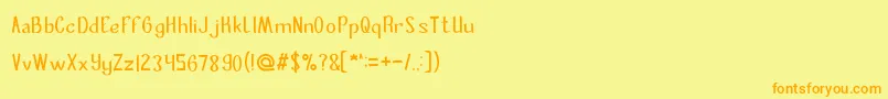 フォントMastermind – オレンジの文字が黄色の背景にあります。