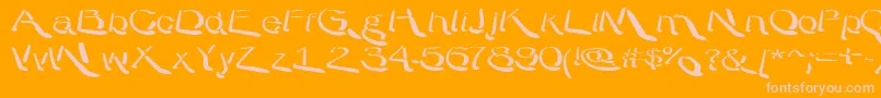 WarpyRoundheads-Schriftart – Rosa Schriften auf orangefarbenem Hintergrund