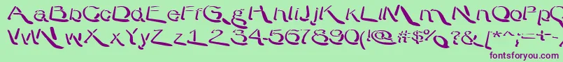 WarpyRoundheads Font – Purple Fonts on Green Background
