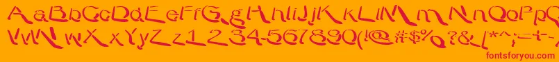 WarpyRoundheads-Schriftart – Rote Schriften auf orangefarbenem Hintergrund