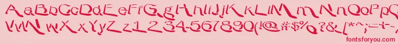 WarpyRoundheads-Schriftart – Rote Schriften auf rosa Hintergrund