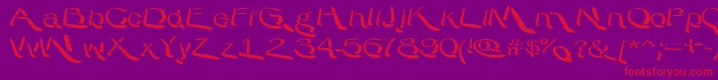 WarpyRoundheads-Schriftart – Rote Schriften auf violettem Hintergrund