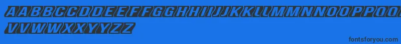 Czcionka GenghiskhanframedMedobliq – czarne czcionki na niebieskim tle