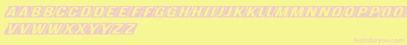 フォントGenghiskhanframedMedobliq – ピンクのフォント、黄色の背景
