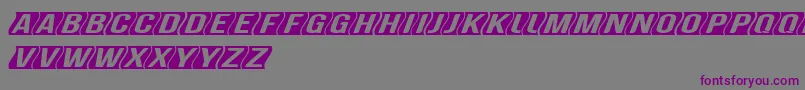 フォントGenghiskhanframedMedobliq – 紫色のフォント、灰色の背景