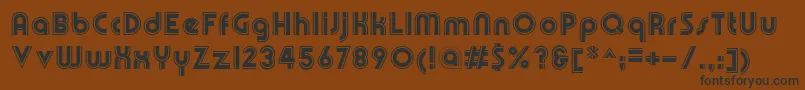 フォントOlympikBoldline – 黒い文字が茶色の背景にあります