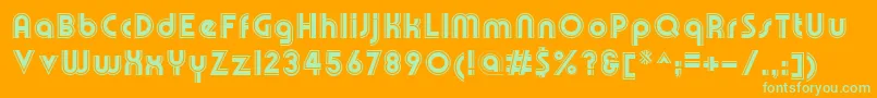 OlympikBoldline-Schriftart – Grüne Schriften auf orangefarbenem Hintergrund