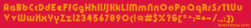 OlympikBoldline-Schriftart – Orangefarbene Schriften auf rotem Hintergrund
