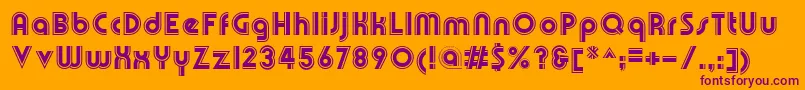 Fonte OlympikBoldline – fontes roxas em um fundo laranja