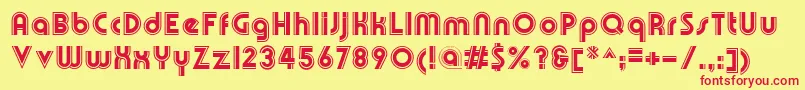 フォントOlympikBoldline – 赤い文字の黄色い背景