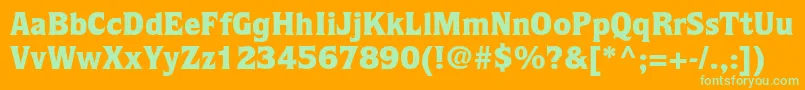 QuorumstdBlack-Schriftart – Grüne Schriften auf orangefarbenem Hintergrund