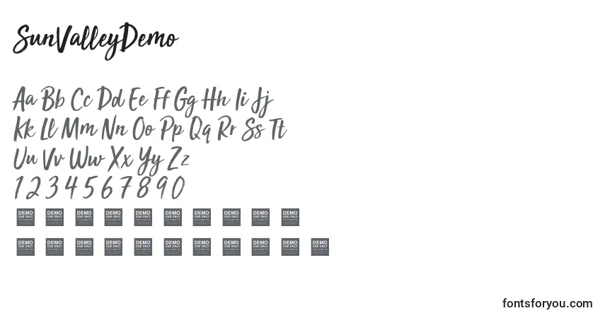 SunValleyDemo-fontti – aakkoset, numerot, erikoismerkit