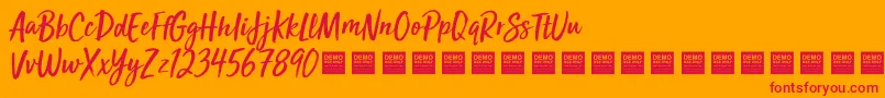 SunValleyDemo-fontti – punaiset fontit oranssilla taustalla