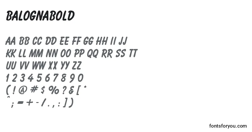 Schriftart BalognaBold – Alphabet, Zahlen, spezielle Symbole