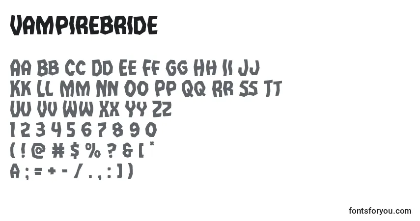 Шрифт Vampirebride – алфавит, цифры, специальные символы