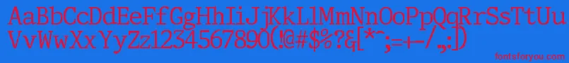 フォントCorporal – 赤い文字の青い背景
