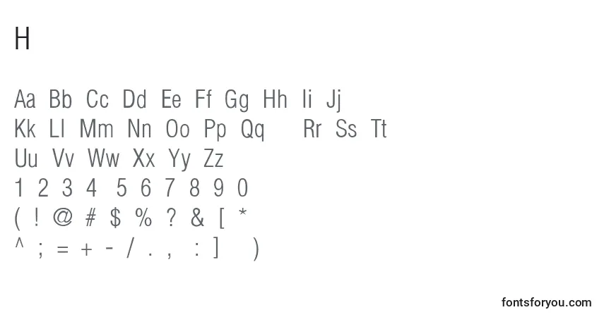Czcionka HelveticaCondensedLightLight – alfabet, cyfry, specjalne znaki