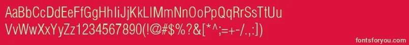 フォントHelveticaCondensedLightLight – 赤い背景に緑の文字