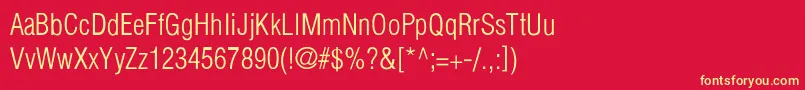 HelveticaCondensedLightLight Font – Yellow Fonts on Red Background