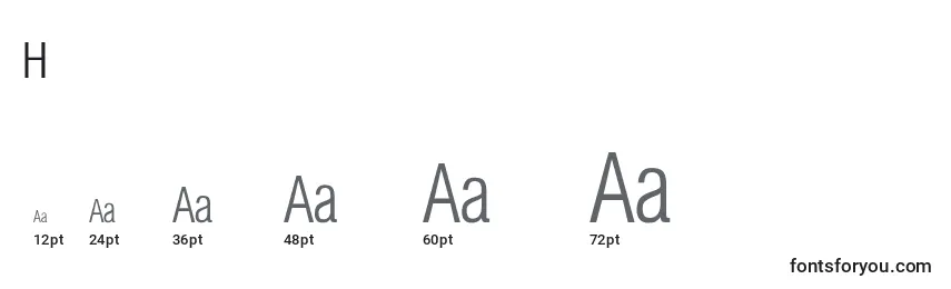 Размеры шрифта HelveticaCondensedLightLight