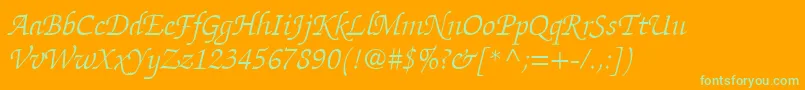ItcZapfChanceryLtLightItalic Font – Green Fonts on Orange Background