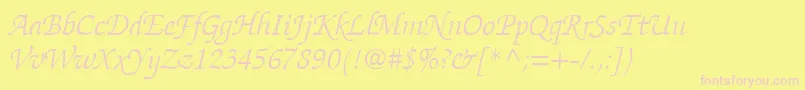 ItcZapfChanceryLtLightItalic Font – Pink Fonts on Yellow Background