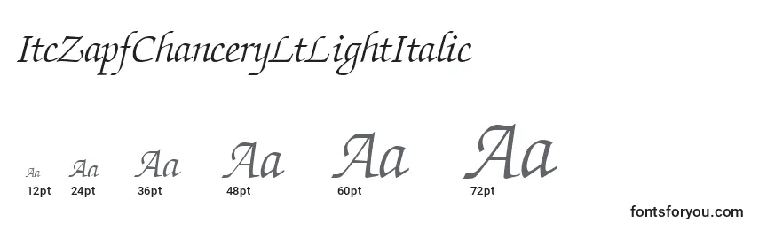 Размеры шрифта ItcZapfChanceryLtLightItalic