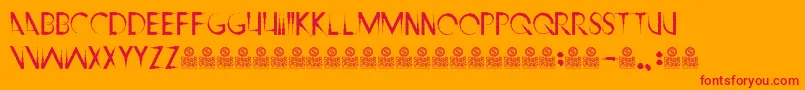 RipleysClaws-Schriftart – Rote Schriften auf orangefarbenem Hintergrund