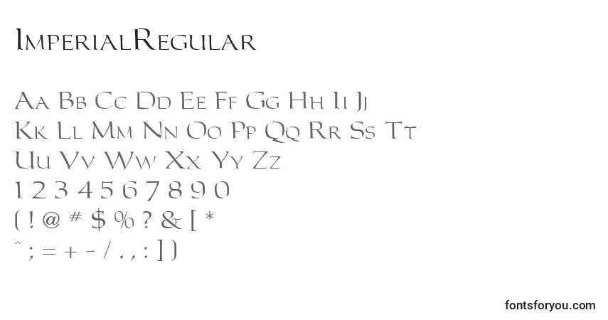 A fonte ImperialRegular – alfabeto, números, caracteres especiais