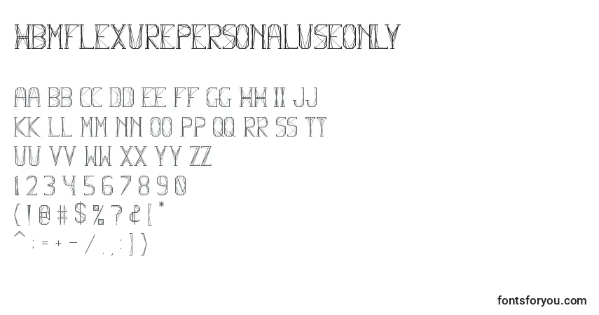 A fonte HbmFlexurePersonalUseOnly – alfabeto, números, caracteres especiais