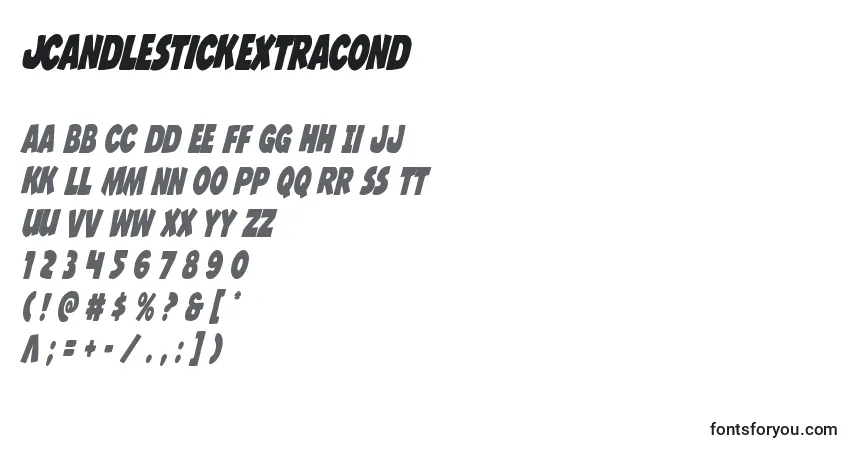 Schriftart Jcandlestickextracond – Alphabet, Zahlen, spezielle Symbole