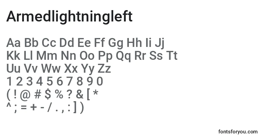Armedlightningleft-fontti – aakkoset, numerot, erikoismerkit