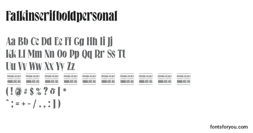 A fonte Falkinserifboldpersonal – alfabeto, números, caracteres especiais