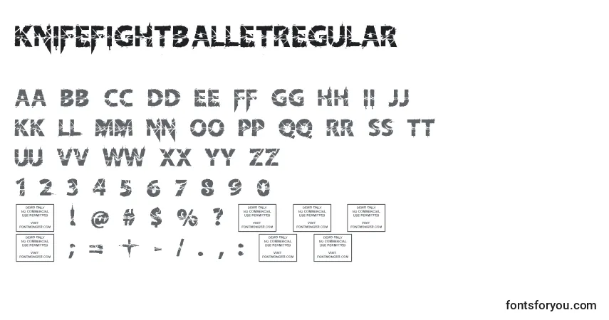 Schriftart KnifefightballetRegular (84189) – Alphabet, Zahlen, spezielle Symbole