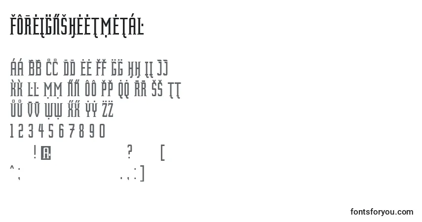 Schriftart Foreignsheetmetal – Alphabet, Zahlen, spezielle Symbole