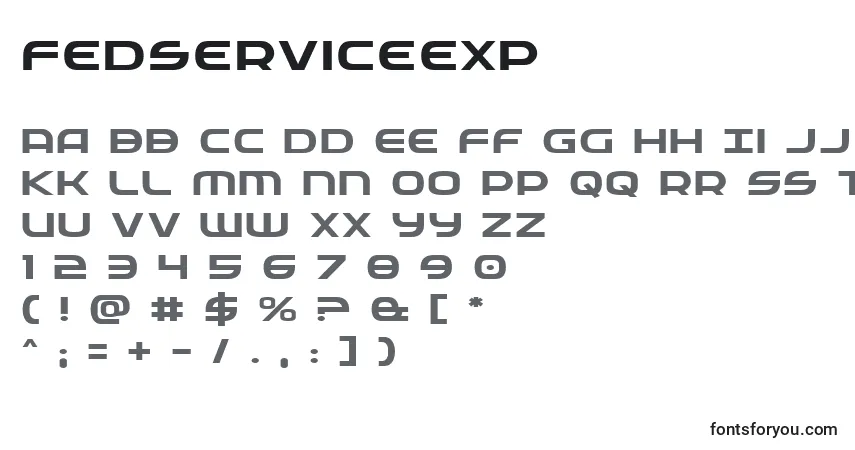 Czcionka Fedserviceexp – alfabet, cyfry, specjalne znaki