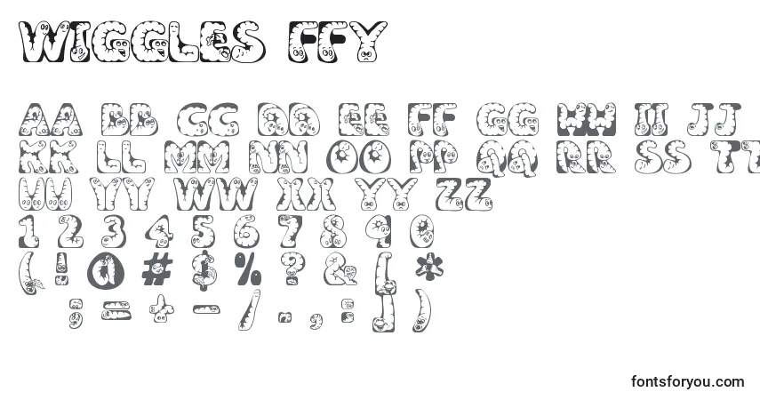 A fonte Wiggles ffy – alfabeto, números, caracteres especiais