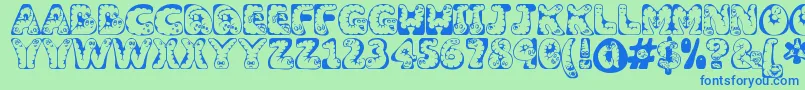 Wiggles ffy Font – Blue Fonts on Green Background