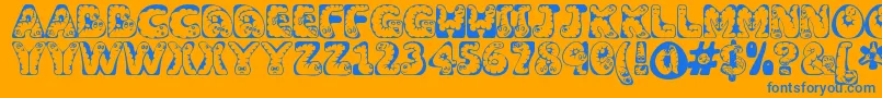 Wiggles ffy Font – Blue Fonts on Orange Background