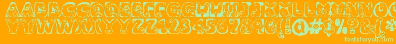Wiggles ffy Font – Green Fonts on Orange Background