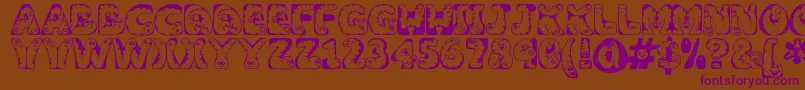 Wiggles ffy-Schriftart – Violette Schriften auf braunem Hintergrund