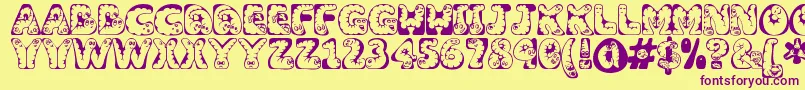 Wiggles ffy Font – Purple Fonts on Yellow Background