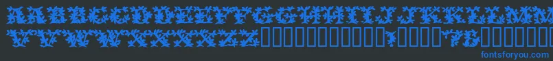 フォントVinecapssskBold – 黒い背景に青い文字