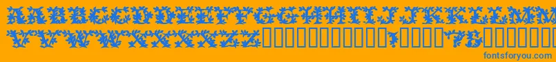 Czcionka VinecapssskBold – niebieskie czcionki na pomarańczowym tle