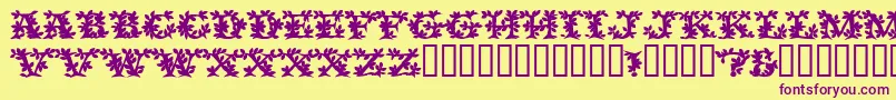 フォントVinecapssskBold – 紫色のフォント、黄色の背景