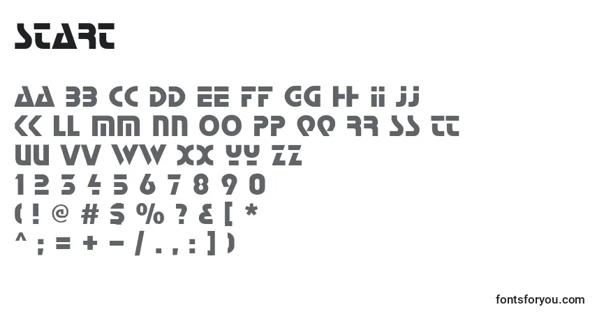 A fonte Start – alfabeto, números, caracteres especiais