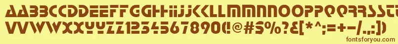 フォントStart – 茶色の文字が黄色の背景にあります。