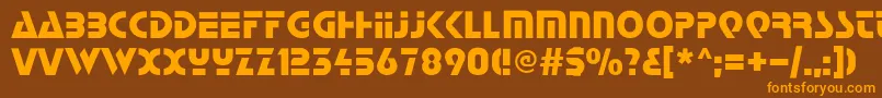 Start-Schriftart – Orangefarbene Schriften auf braunem Hintergrund