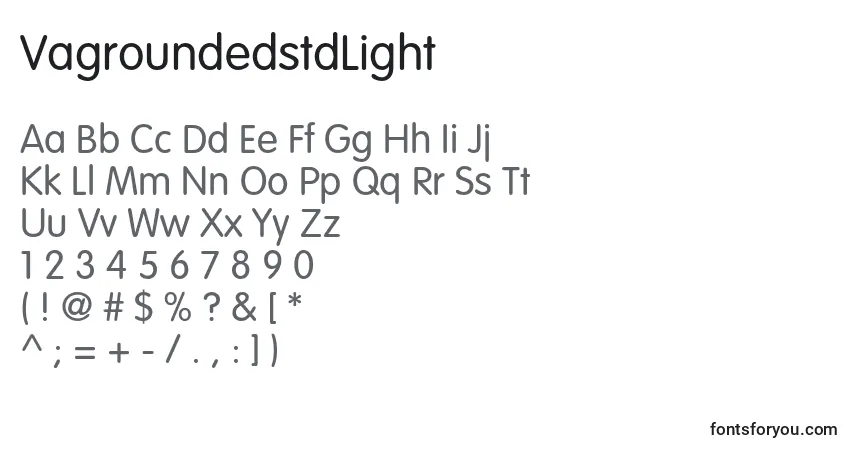 Czcionka VagroundedstdLight – alfabet, cyfry, specjalne znaki