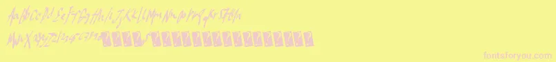 Frostywinter-Schriftart – Rosa Schriften auf gelbem Hintergrund